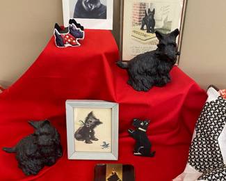 Variety of Scottie collectables including faux tortoise celluloid cigarette case