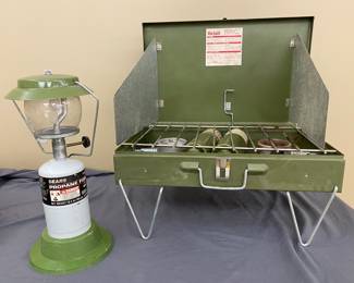 Vintage camp cooker & propane lantern