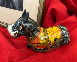 Antique Wee Scottie wind-up tin toy