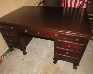 Antique walnut partner's desk