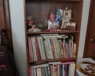 bookshelf, kids and adult books