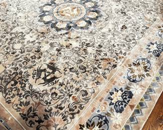Large Silk Rug with Rabbit Motif
