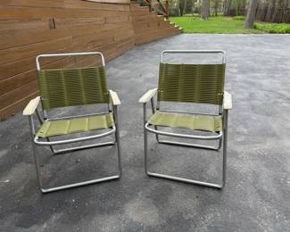 4 vintage aluminum & vinyl folding chairs