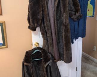 Faux fur and leather women's coats