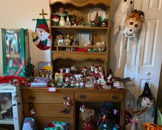 Mid century desk with hutch and Christmas decor