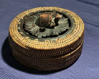 Bali/Indonesian Hand Woven Round Turtle Box