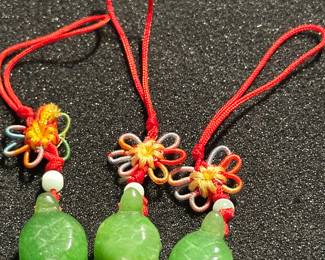 3 Vintage Jade Turtle Pendants