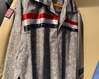 American Flag ribbon shirt- Men XL
