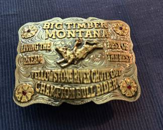 Famous Leo Smith Rodeo belt buckle. Big Timber Montana Yellowstone River Chute Out