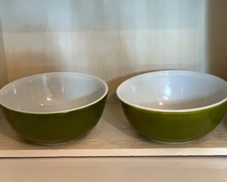 2 Large Vintage Green Bowls