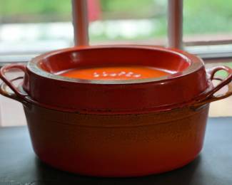 Le Creuset Doufeu France Flame Orange Enamel Cast Iron Dutch Oven