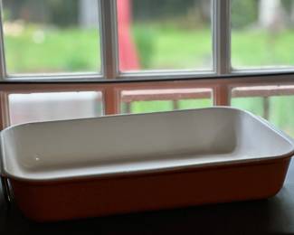 Vintage Le Creuset Flame Orange Enamel Lasagna Roaster Flip Handles