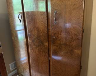 Art Deco Wardrobe. One side for hanging clothes and one section with slide out shelves and drawers