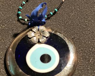 Turkish Evil Eye Large Size Hand Painted- Turkish Nazar Blue Bead Wall Hanging Ornament