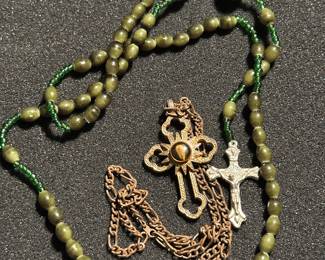 Green Marble and Vintage Rosary