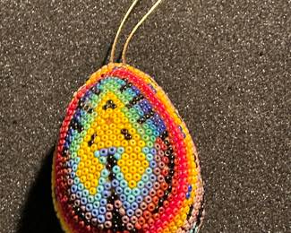 Native American Huichol style Beaded Egg Huevito Ornament