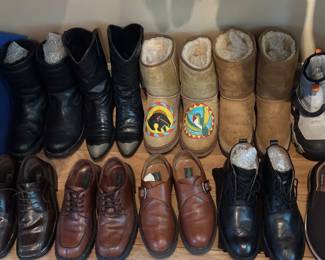 Variety of shoes and boots, including UGG and Ugg handpainted