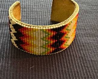 Beaded wrist cuff- Feather pattern