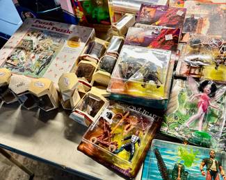 Basement full of action figures, offered as a lot, no picking! ... inc Simsons, Dragon Heart, Toy Story, Marvin Martian, Mars Attacks (Ack Ack Ack!),  Buzz Lightyear, TurboMan, Star Wars, Tiny Kingdom, Bugs Bunny, X-Files, Water World, Betty Page, Aliens, Hunchback, Kiss, Three Stooges, Batman, the Beatles, Congo, Fargo, Monsters, and more