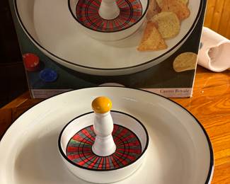 Ceramic Roulette Wheel Dip & Chip Server Set (2 piece)