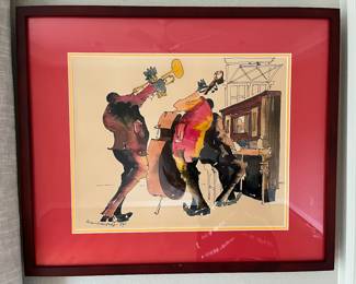 Original signed and dated '74, artwork by LEO MEIERSDORFF . New Orleans Jazz painting originally purchased from Liberty Gallery in New Orleans. $500