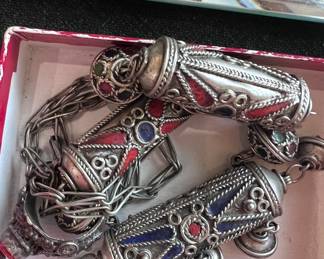 Rare - ancient antique Moroccan large silver colored pendant, egg amulet with eggs necklace