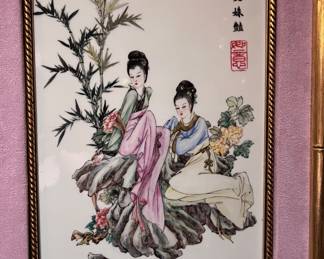 Lots of framed Asian inspired art