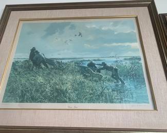 John Cowan (1984) Damn Levee Lithograph with yellow lab