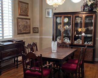 Antique Tudor Style dining table and chairs