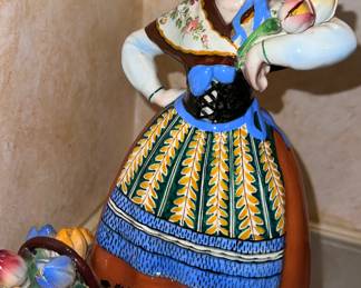 Vintage hand-painted ceramic Figurine (Nove, Italy) by Teodoro Sebelin (1940), 6.5" tall