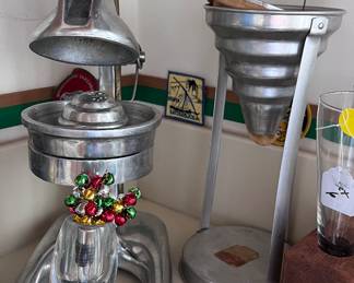 Antique Mexican Citrus Juicer and Vintage Aluminum Cone with stand