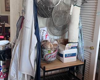 Cute Kitchen Bakers Rack with Wine shelf and accessory hooks