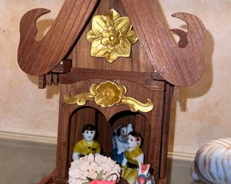 Hand-Crafted Teak Spirit House with Figurines