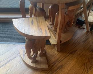 Hand-carved elephant table w/4 hand-carved
Stools that nest under the table. Imported from Africa. (2) on hand in this sale!