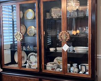 Large double-door Asian inspired china cabinet