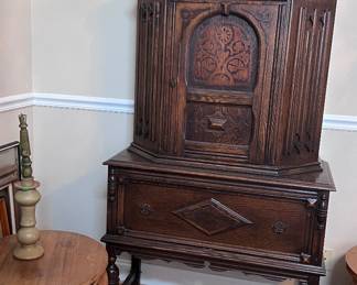 1920's Antique Jacobean Style Buffet Cabinet