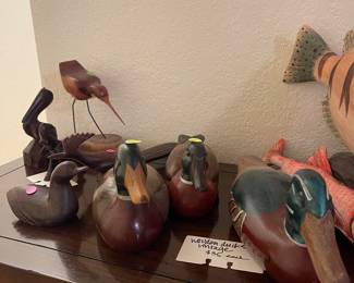 Antique wooden ducks, birds