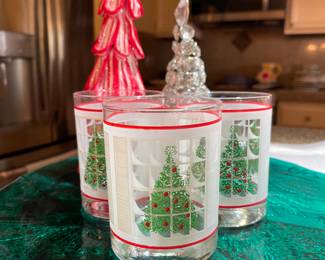 Waechtersbach, "Christmas Tree in Window" vintage double tumble. Full set of 12. 