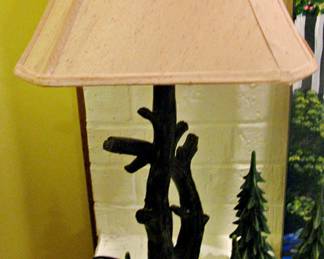 Branch Tree Lamp - Wood Painted Pine Trees