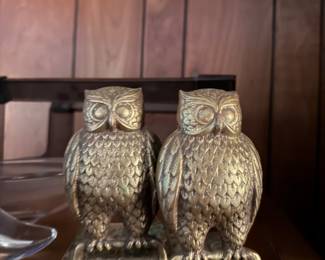 Brass owl bookends