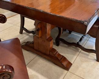 Woodland Furniture Trestle Table 84” L X 42” D X 30” H Bordeaux Finish