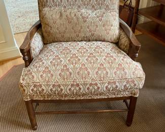 Minton Spidell large Normandie Chair - Medium Oak Finish . Fabric B. Berger - Bisque