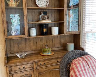 Guy Chaddock Country French Sideboard 65” x 18” x 30” with a Hutch 63”10”52” with antique glass doors.