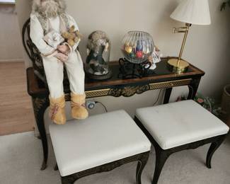Chinoiserie Console Table wit 2 Stools by Drexel Heritage Et Cetera