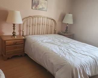 Full Size Bed with Brass Headboard