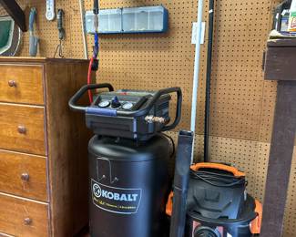 Kobalt Air Compressor 
Kobalt Retractable Hose & Reel 
Rigid Shop Vac