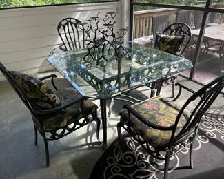 Great Outdoor Metal Table with Glass top  and 4 chairs