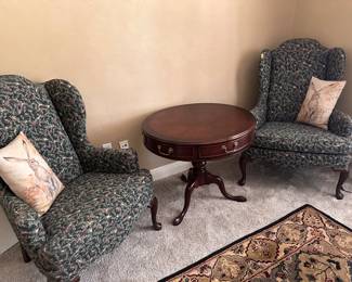 Wing Chairs and Drum Table