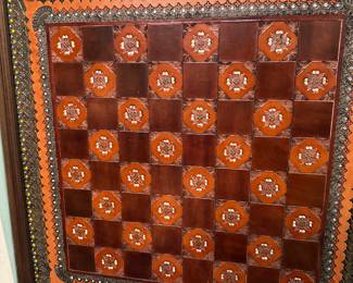 Hand tooled leather checker board