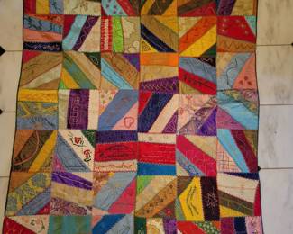 Vintage Handmade Crazy Quilt.